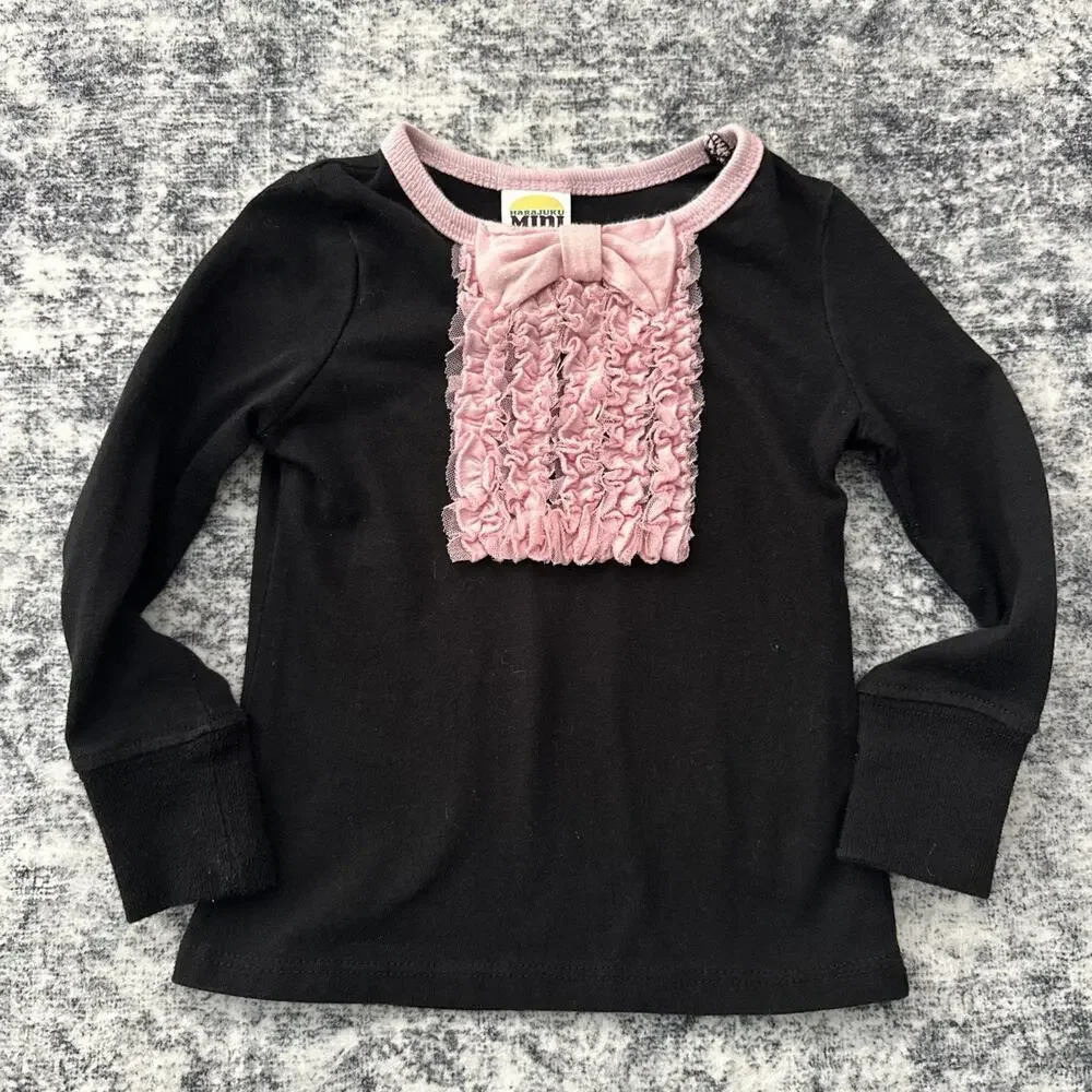2T Gwen Stefani Harajuku Mini Top No Doubt Lovers Long Sleeve Bow Tie Black Pink
